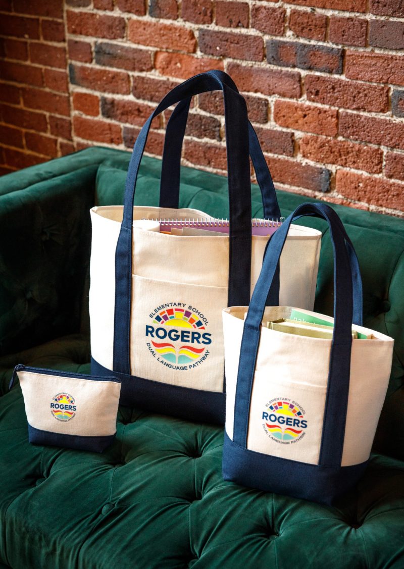 Custom Large Canvas Tote - True Navy with logo - 6