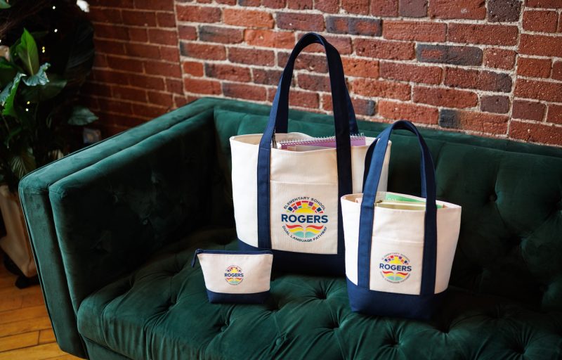 Custom Large Canvas Tote - True Navy with logo - 7