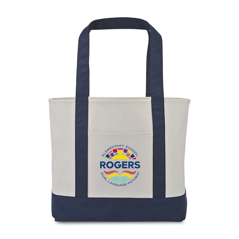 Custom Large Canvas Tote - True Navy with logo