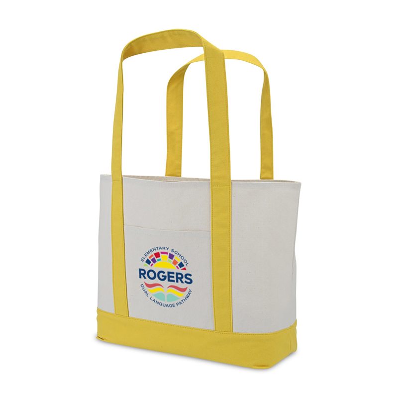 Custom Large Canvas Tote - Yellow with logo - 2