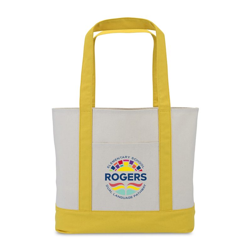 Custom Large Canvas Tote - Yellow with logo