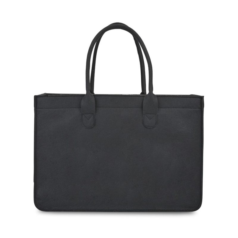 Custom Out of the Woods® Felt Shopper Tote - Black with logo - 1