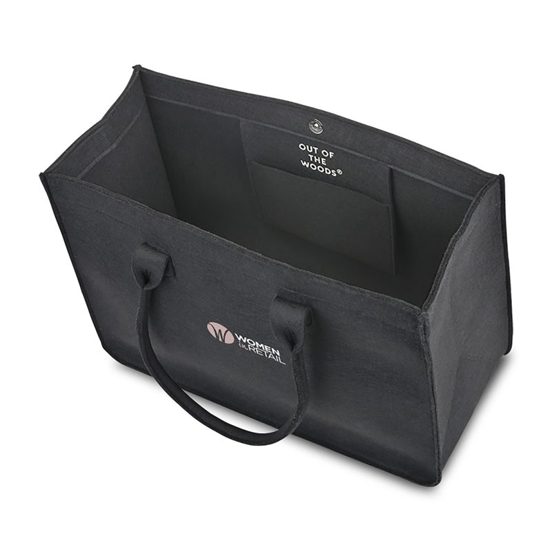Custom Out of the Woods® Felt Shopper Tote - Black with logo - 2