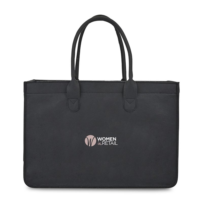 Out-of-The-Woods®-Felt-Shopper-Tote-Black-102176-001 Custom Out of the Woods® Felt Shopper Tote - Black with logo