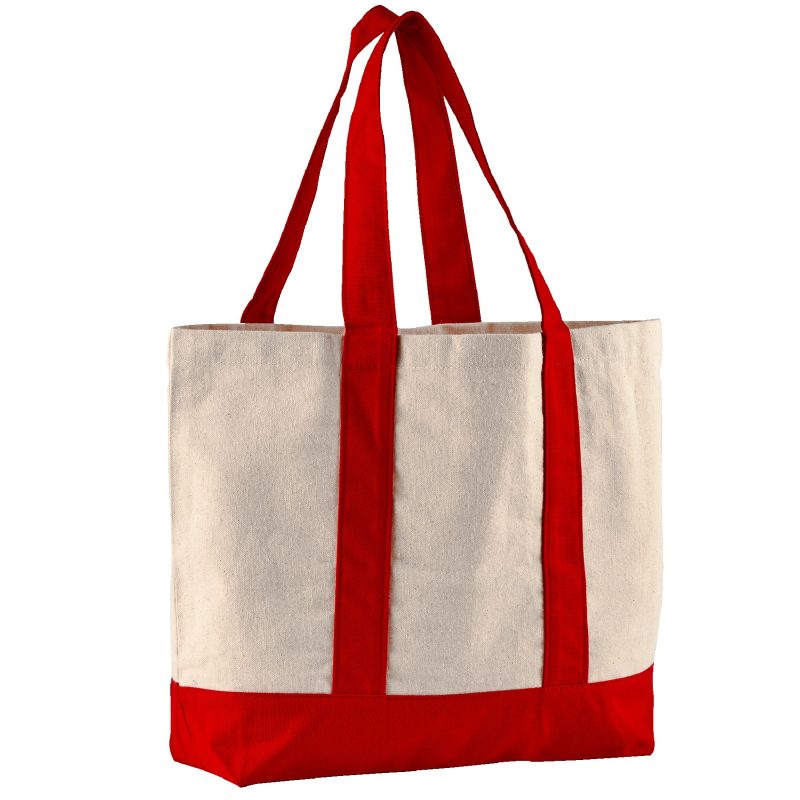 Custom 10 Oz. Newport Cotton Canvas Striped Tote Bag with logo - 1