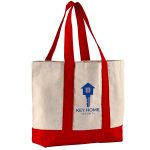 Custom 10 Oz. Newport Cotton Canvas Striped Tote Bag with logo