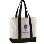 Custom 10 Oz. Newport Cotton Canvas Striped Tote Bag with logo - 2