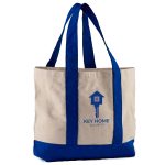 Custom 10 Oz. Newport Cotton Canvas Striped Tote Bag with logo - 3