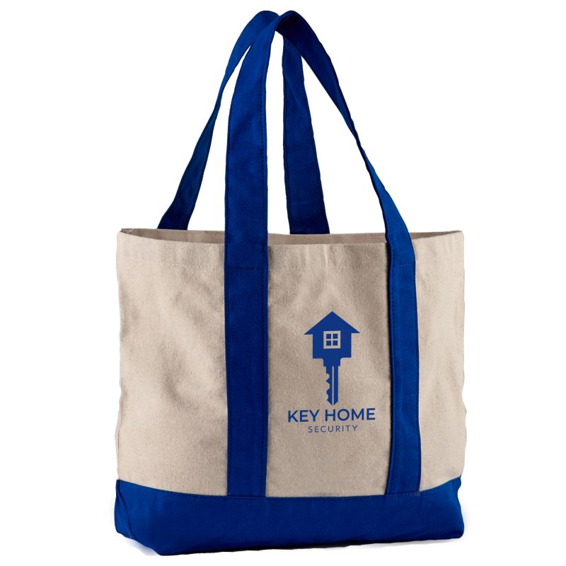 Custom 10 Oz. Newport Cotton Canvas Striped Tote Bag with logo - 3