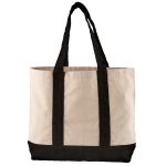 Custom 10 Oz. Newport Cotton Canvas Striped Tote Bag with logo - 5