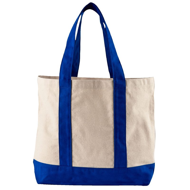 Custom 10 Oz. Newport Cotton Canvas Striped Tote Bag with logo - 6