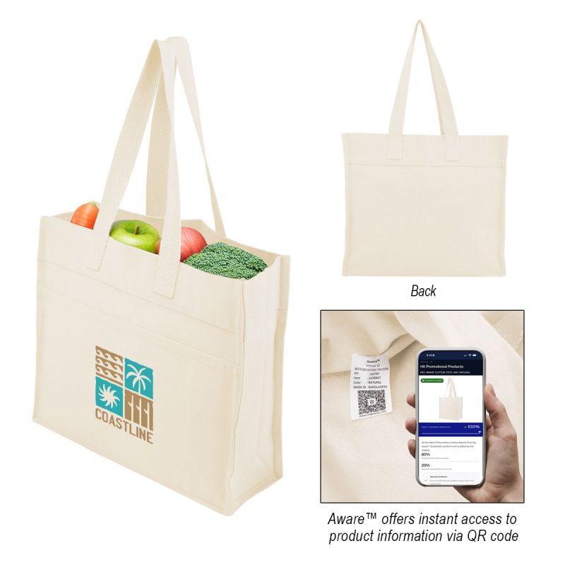 Custom Aware™ 4 Oz. Recycled Cotton Tote Bag with logo