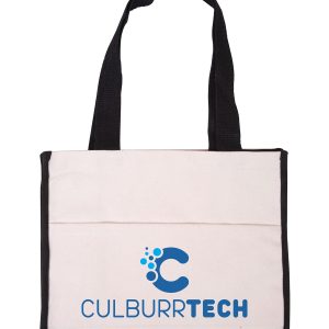 Custom Cotton Gusset Accent Box Tote Bag with logo