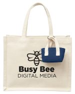 Custom Mini Recycled Cotton Tote Bag with Charm with logo
