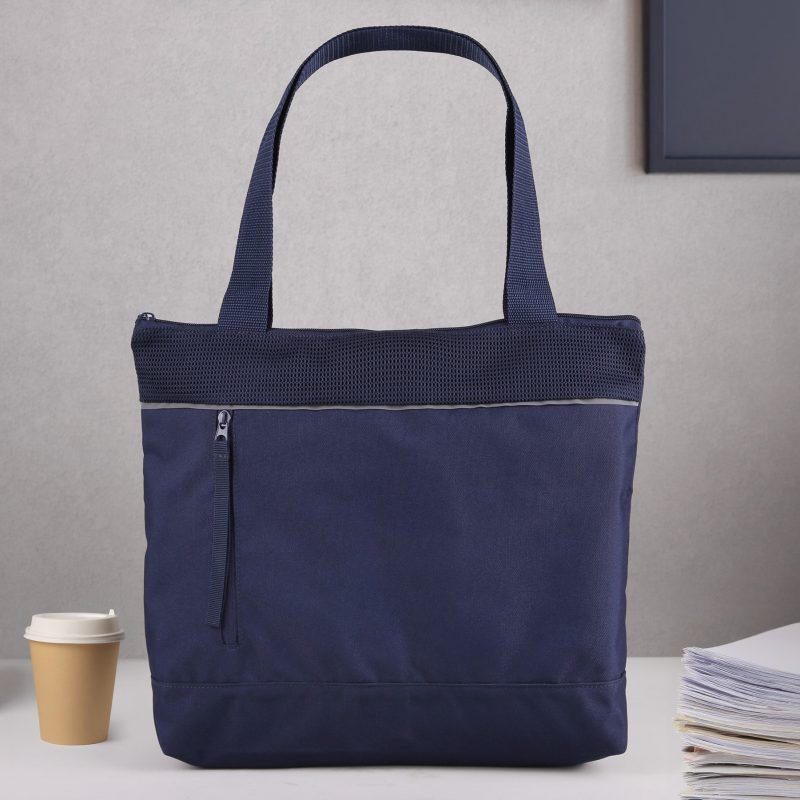 Custom RPET Mesh Zippered Tote Bag with logo - 1