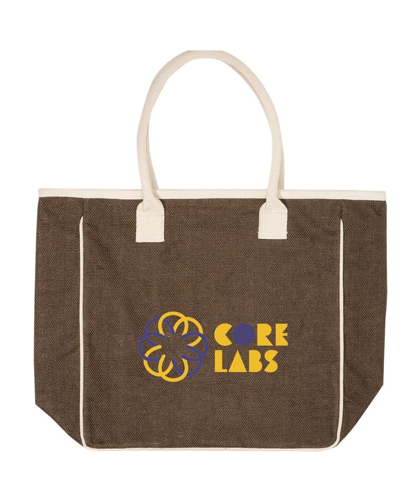 Custom Seville Jute & Canvas Tote Bag with logo