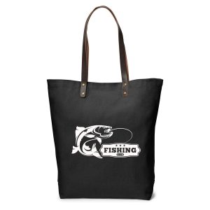 Custom Urban Cotton Tote Bag with Leather Handles with logo
