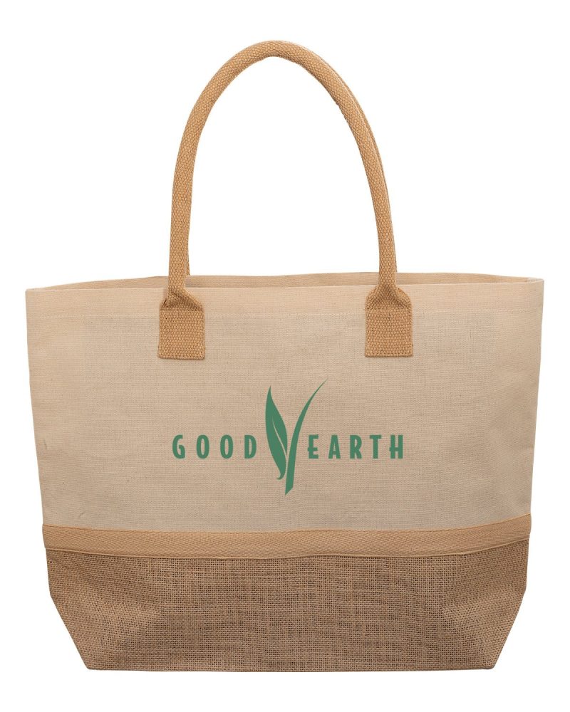 Custom Wanderlust Laminated Jute & Canvas Tote Bag with logo