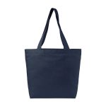 Custom AWARE™ Recycled Cotton Shopper Tote with Interior Zip Pocket - Indigo Denim with logo - 1