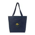 Custom AWARE™ Recycled Cotton Shopper Tote with Interior Zip Pocket - Indigo Denim with logo