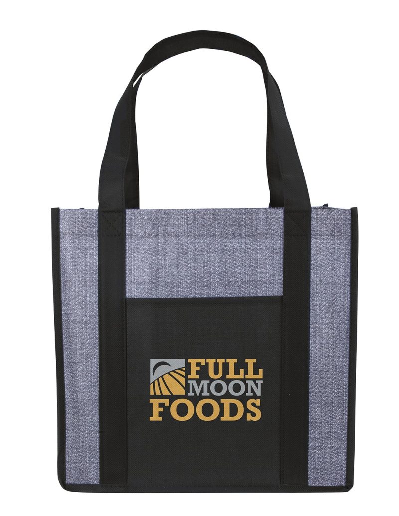 Custom Good Value™ Laminated Heathered Non-Woven Grocery Tote with logo - 1