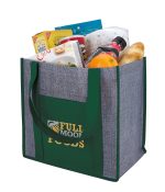 Custom Good Value™ Laminated Heathered Non-Woven Grocery Tote with logo