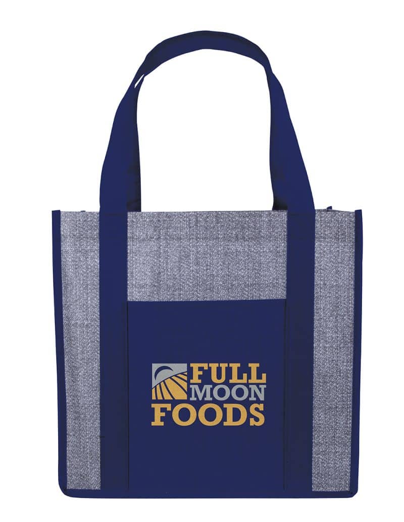 Custom Good Value™ Laminated Heathered Non-Woven Grocery Tote with logo - 2