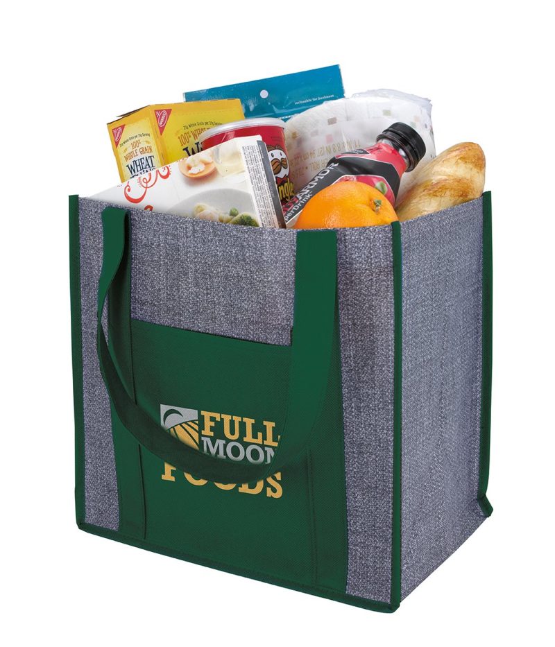 Custom Good Value™ Laminated Heathered Non-Woven Grocery Tote with logo