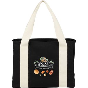Custom Black Cotton Tote w/ Cotton Handles with logo