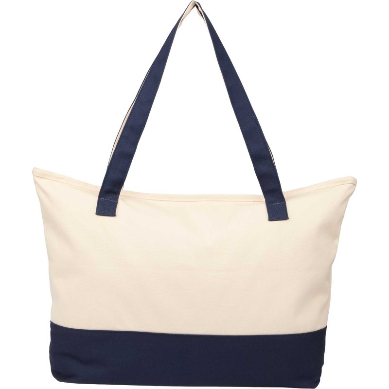 Custom Color Accent Zippered Cotton Tote with logo - 1