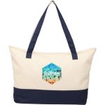 Custom Color Accent Zippered Cotton Tote with logo - 2