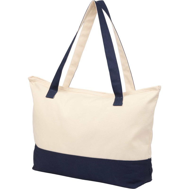 Custom Color Accent Zippered Cotton Tote with logo - 3