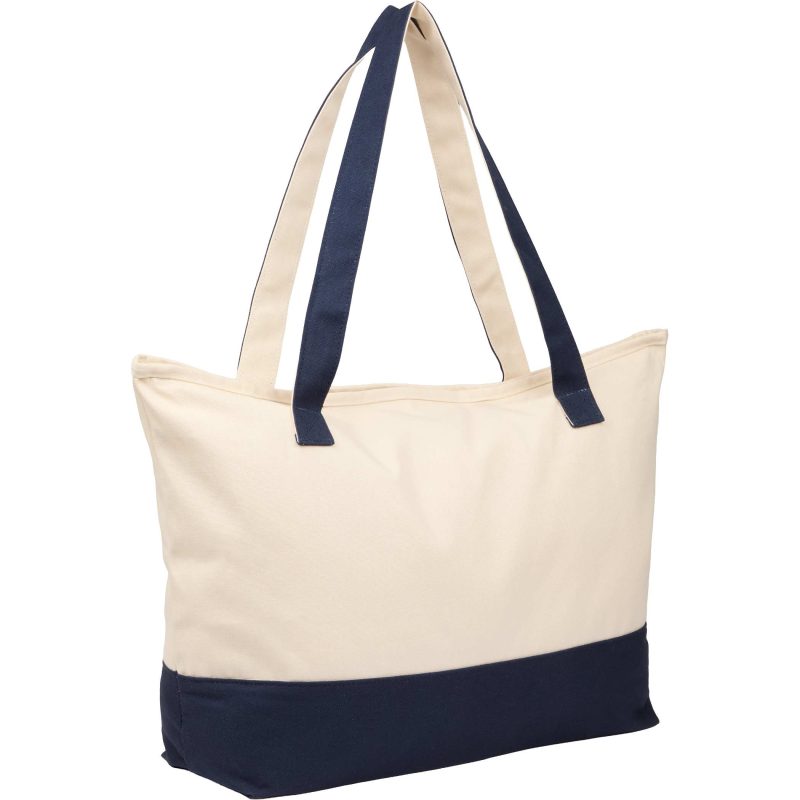 Custom Color Accent Zippered Cotton Tote with logo - 4