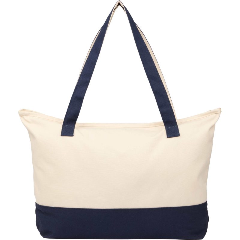 Custom Color Accent Zippered Cotton Tote with logo - 6