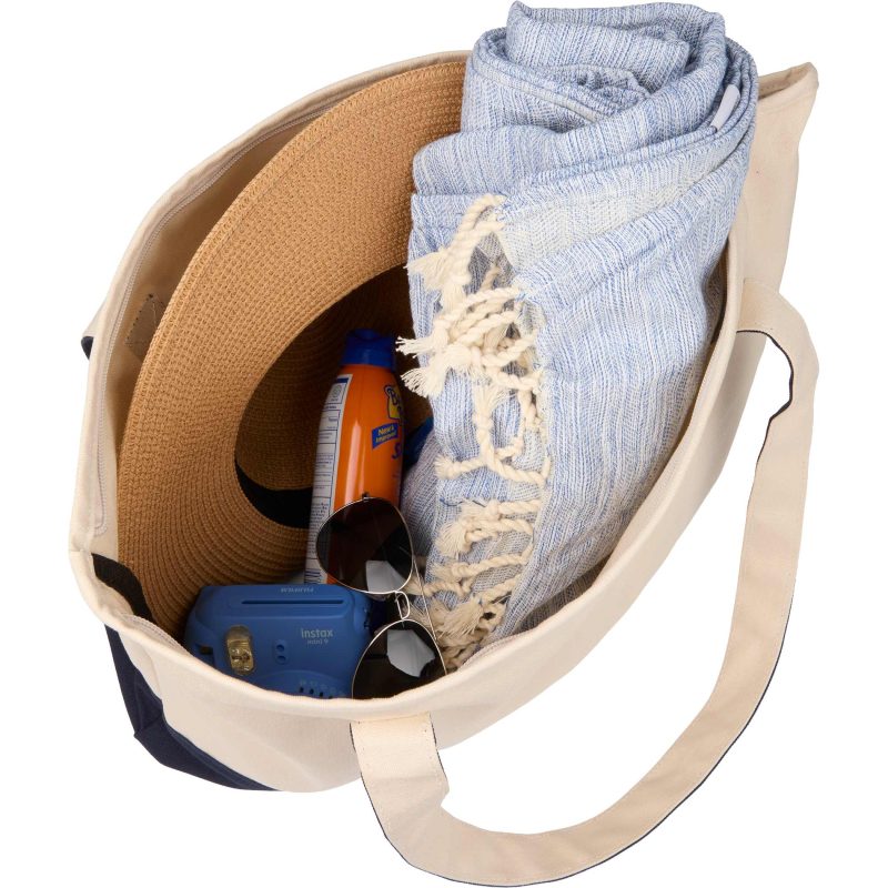 Custom Color Accent Zippered Cotton Tote with logo - 8