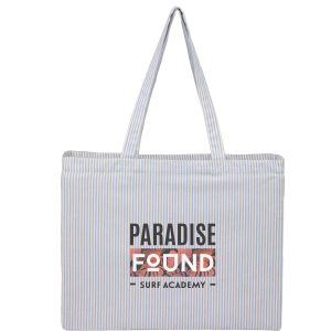 Custom Striped Pacific Recycled Cotton Shopper Tote with logo