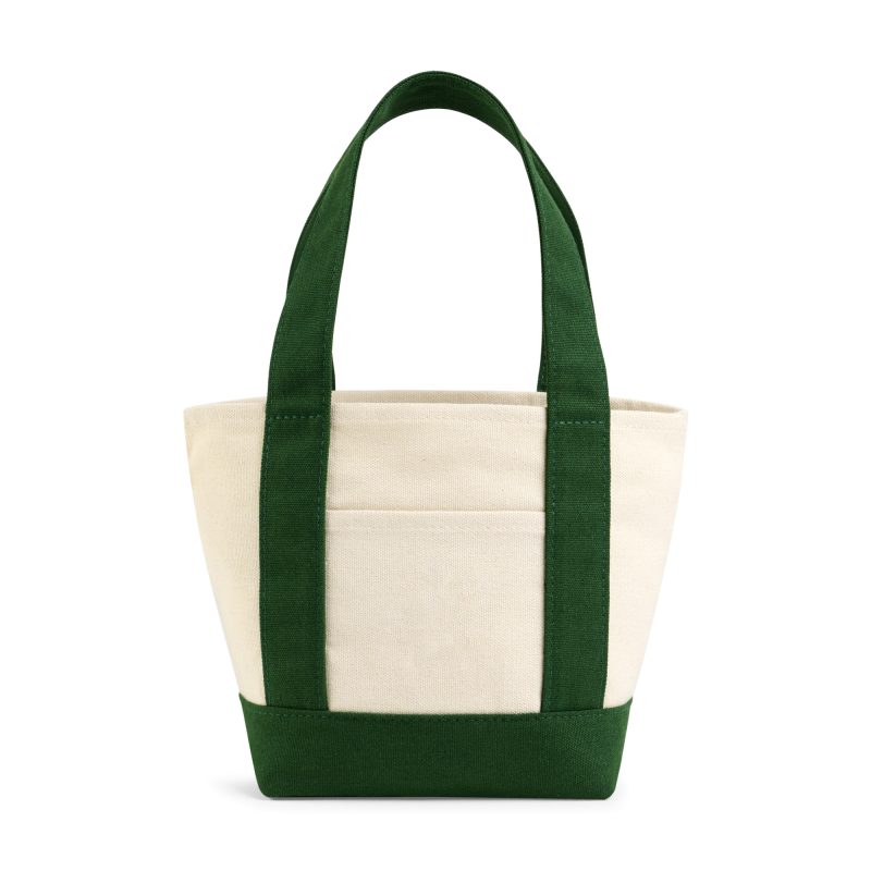 Custom Petite Canvas Tote - Green with logo - 2
