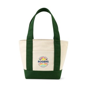 Custom Petite Canvas Tote - Green with logo