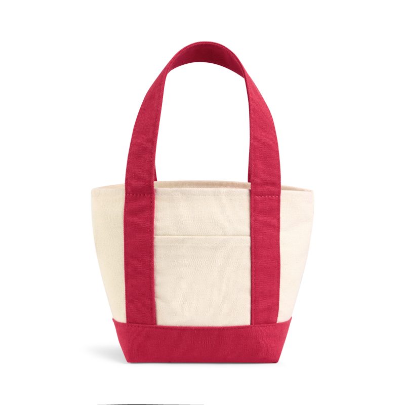 Custom Petite Canvas Tote - Red with logo - 3