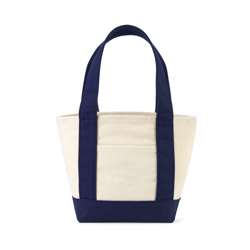 Custom Petite Canvas Tote - True Navy with logo - 1