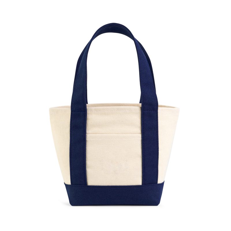Custom Petite Canvas Tote - True Navy with logo - 3