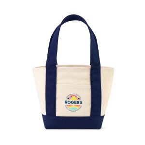 Custom Petite Canvas Tote - True Navy with logo
