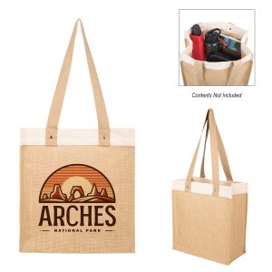 Custom Stephen 12 Oz. Recycled Cotton & Jute Tote Bag with logo