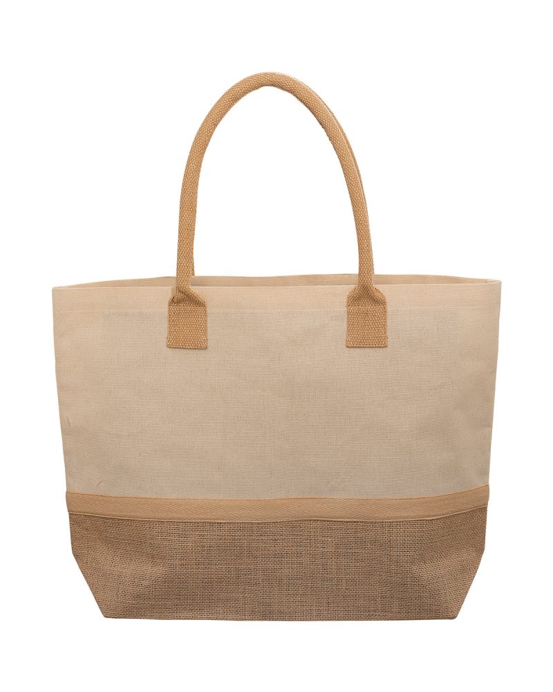 Custom Wanderlust Laminated Jute & Canvas Tote Bag with logo - 1