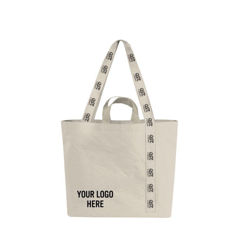 Custom America250™ - 14 Oz. Recycled Mono-strap Canvas Tote Bag with logo
