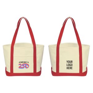 Custom America250™ Medium Starboard 24 Oz. Recycled Cotton Canvas Tote Bag with logo
