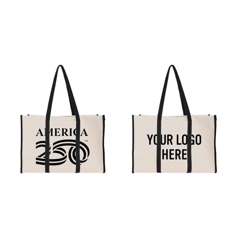 Custom America250™ Recycled Canvas Wrap Around Tote Bag with logo
