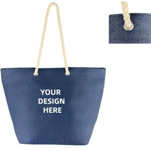 Custom Woven Paper Straw Tote Bag with logo