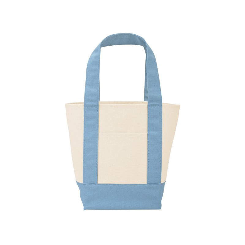 Custom Mini Canvas Tote - Pastel Blue with logo - 1