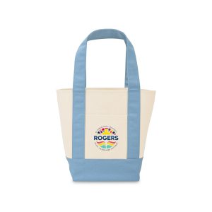 Custom Mini Canvas Tote - Pastel Blue with logo